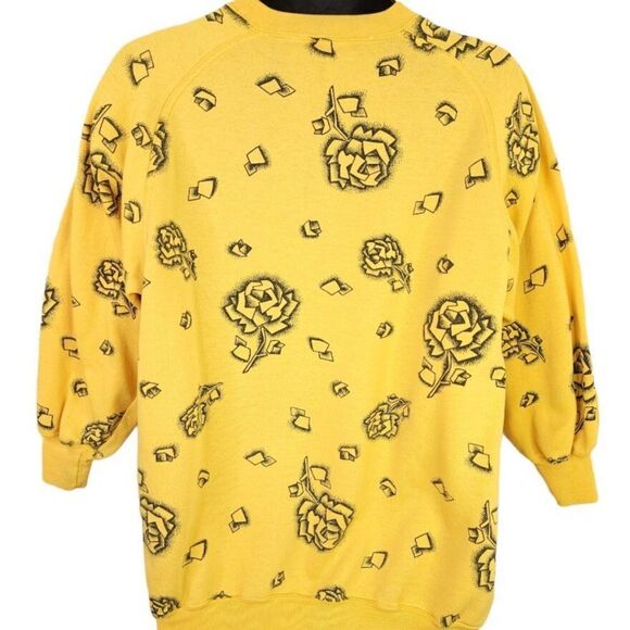 Womens Rose Sweatshirt Vintage 80s All Over Print Geometric Size Large - Picture 3 of 6